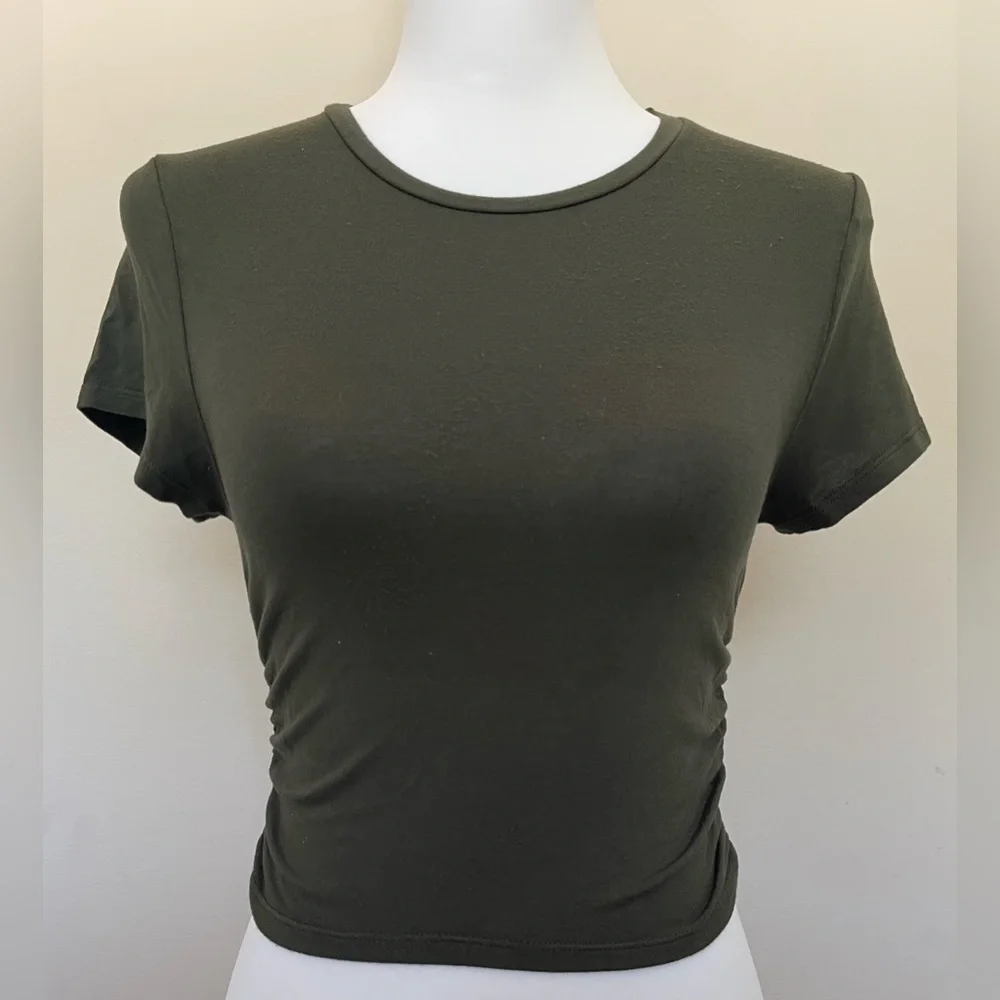 Antistar Pair of Cropped, Lightweight Tees (1 Forest Green, 1 Taupe), Size M - Picture 3 of 13